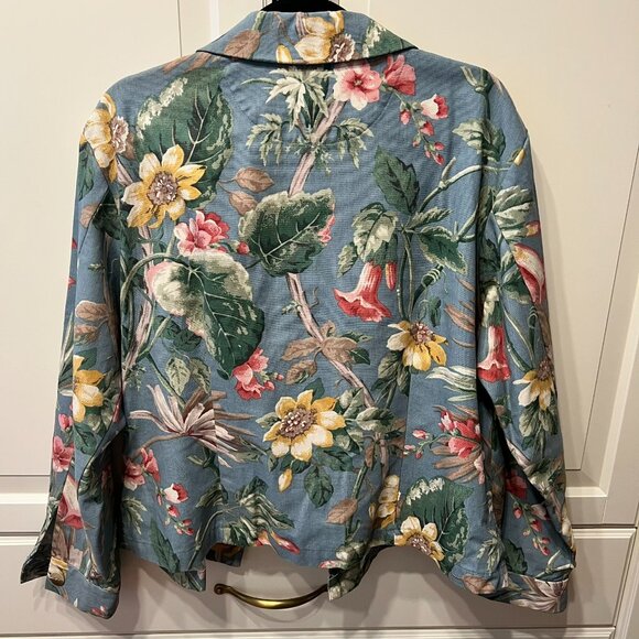 COLDWATER CREEK Blue Floral Hip-Length Jacket (PXL) OMG – SUPER CUTE!‎ (NWOT) - Picture 6 of 9
